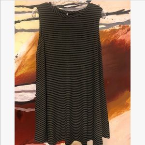Army green stripe dress